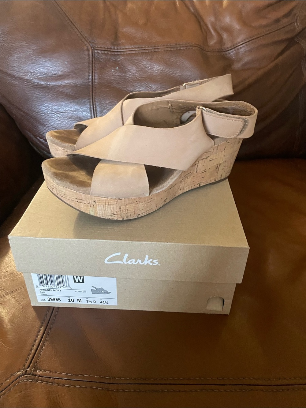 Clarks Women's Beige Cork Wedge Sandals